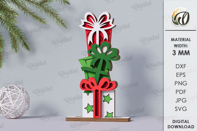 Triple Christmas Stand Laser Cut. Christmas Decor SVG