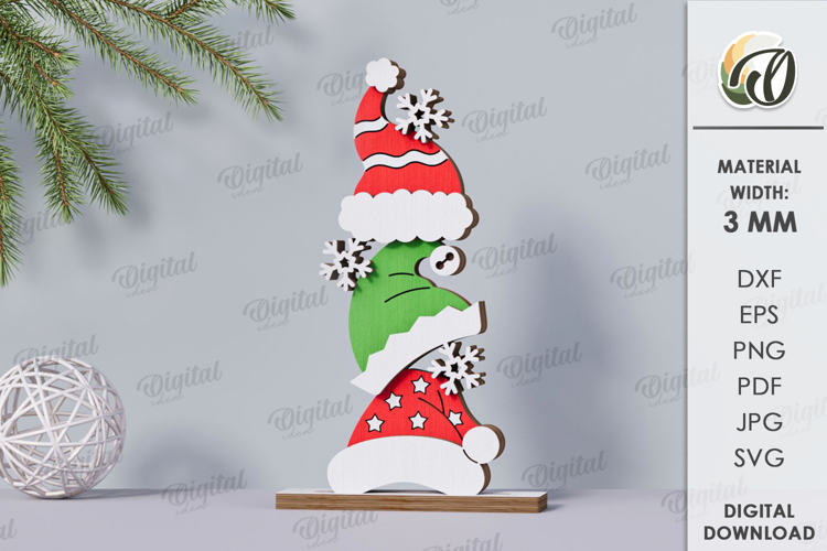 Triple Christmas Stand Laser Cut. Christmas Decor SVG