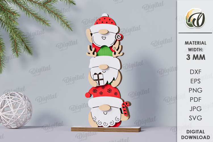 Triple Christmas Stand Laser Cut. Christmas Decor SVG