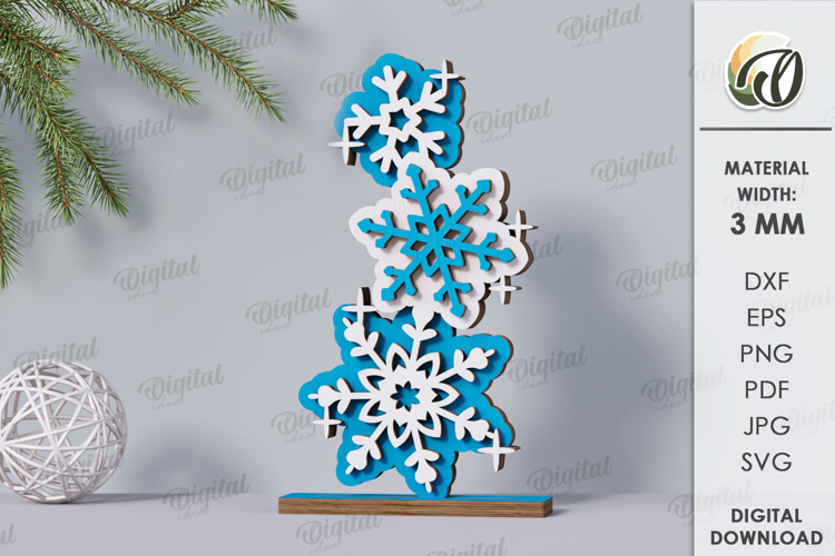 Triple Christmas Stand Laser Cut. Christmas Decor SVG