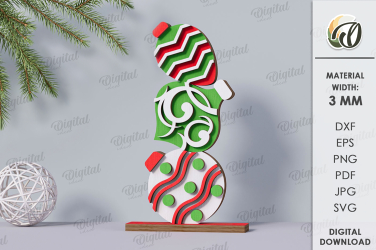 Triple Christmas Stand Laser Cut. Christmas Decor SVG