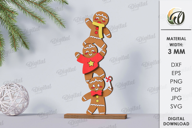 Triple Christmas Stand Laser Cut. Christmas Decor SVG