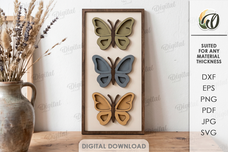 Triple Butterfly Wall Decor Laser Cut. Rustic Home sign SVG