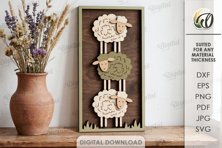 Triple Sheep Wall Decor Laser Cut. Rustic Home sign SVG