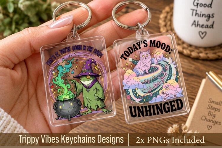2x Trippy Vibes Keychains Designs example image 1