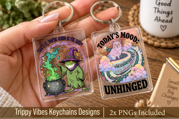 2x Trippy Vibes Keychains Designs