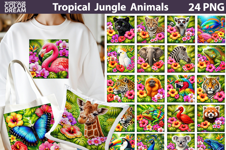 Tropical Jungle Animals Bundle | Exotic Sublimation
