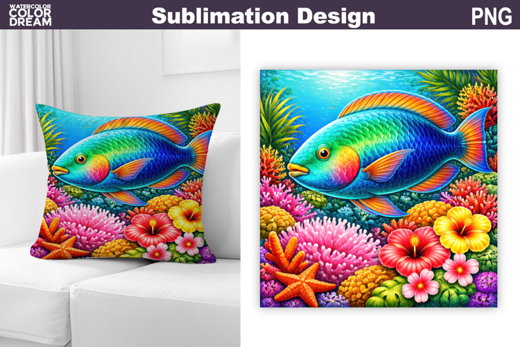 Tropical Parrot Fish PNG | Ocean Reef Sublimation