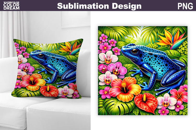 Blue Poison Dart Frog PNG | Tropical Jungle Sublimation