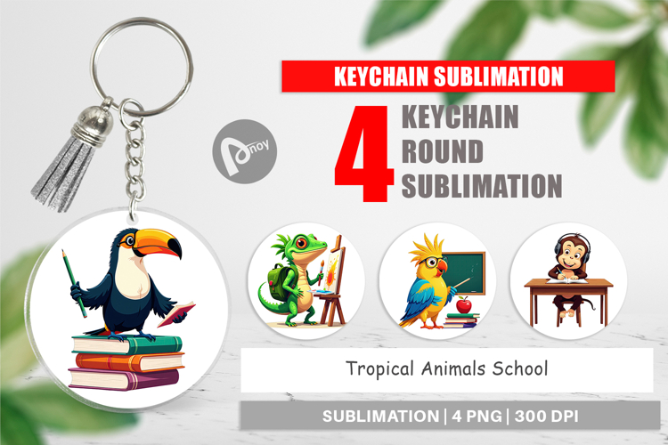 Keychain Tropical School Animals