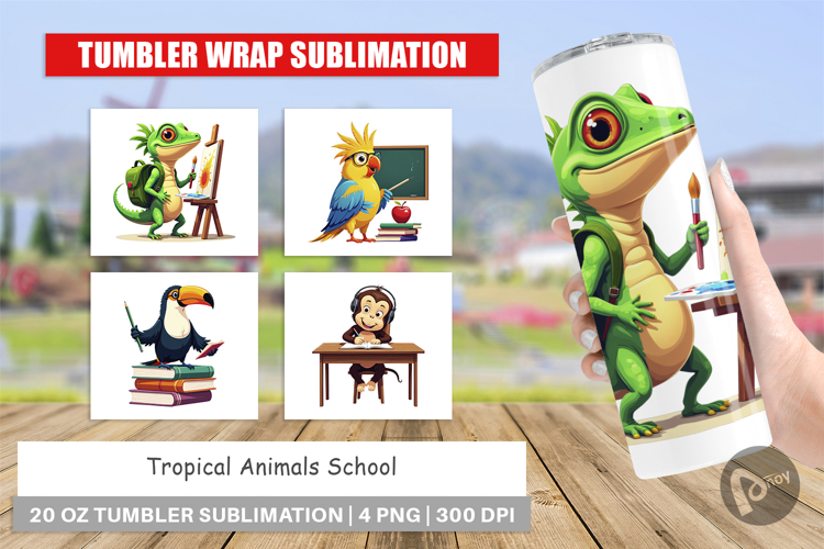 Tumbler Tropical School Animals