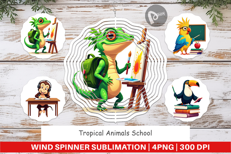Wind Spinner Tropical School Animals