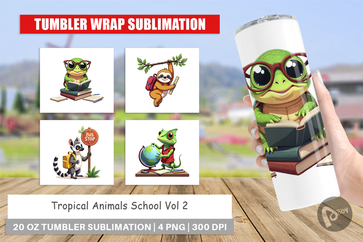 Tumbler Tropical School Animals