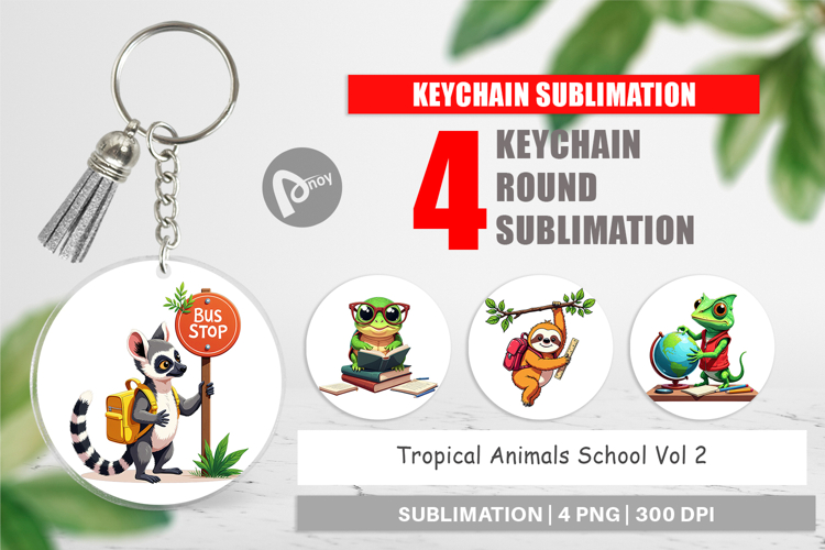 Keychain Tropical School Animals