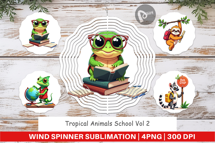 Wind Spinner Tropical School Animals