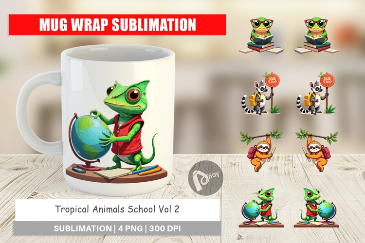 Mug Wrap Tropical School Animals