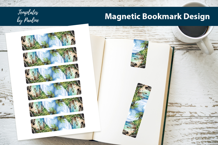 Tropical Beach Magnetic Bookmark, Summer Printable Bookmark