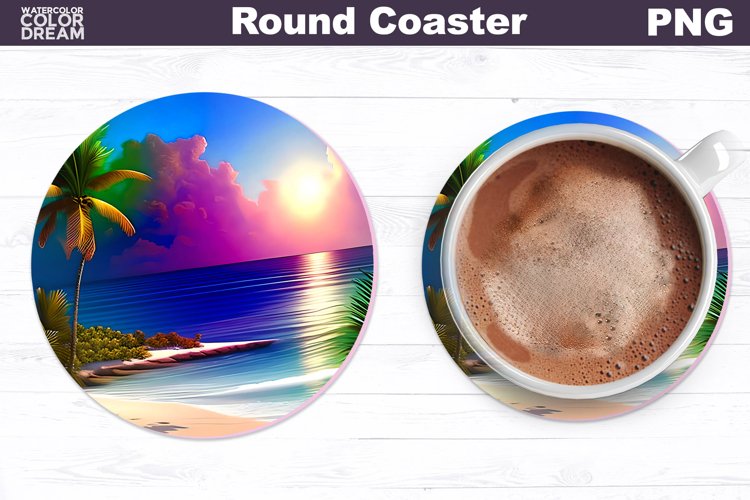 Tropical Beach Coaster | Round Coaster Sublimation