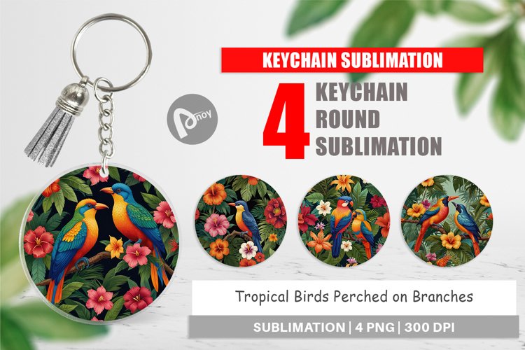 Keychain Tropical Birds Perched