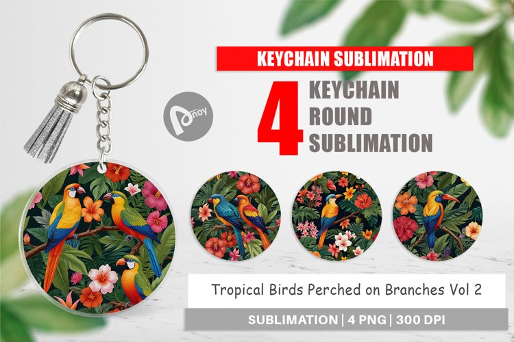 Keychain Tropical Birds Perched