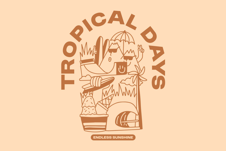 Tropical Days Summer Paradise Beach T shirt Design
