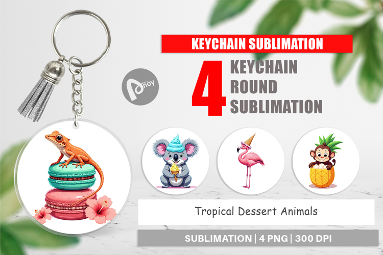 Keychain Tropical Dessert Animals