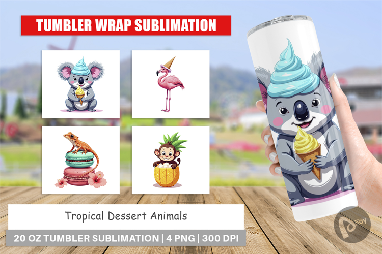 Tumbler Tropical Dessert Animals