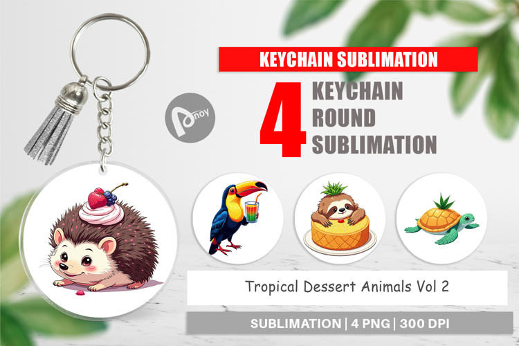 Keychain Tropical Dessert Animals