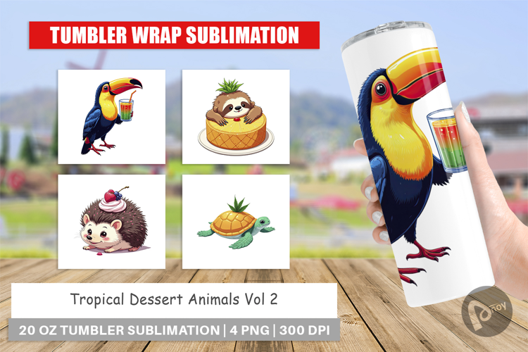 Tumbler Tropical Dessert Animals
