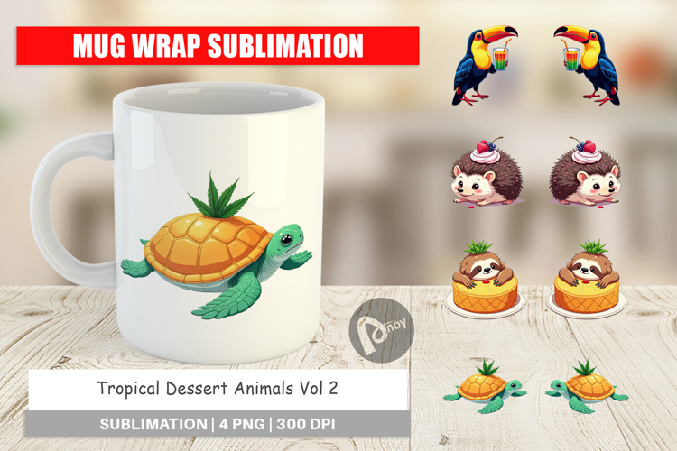 Mug Wrap Tropical Dessert Animals