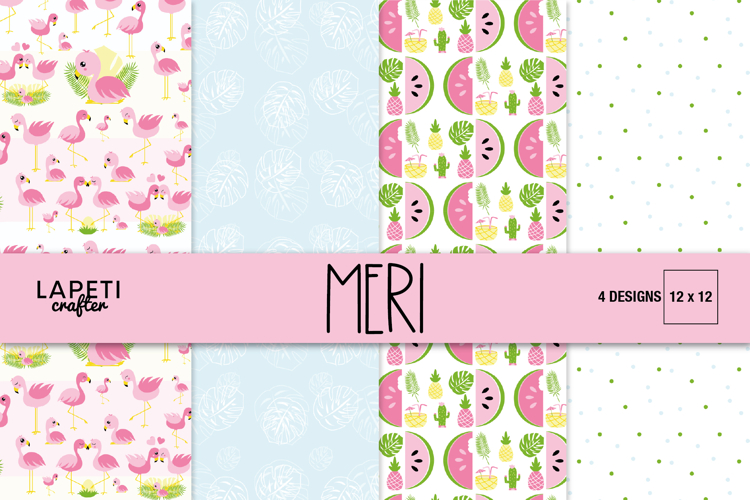 Tropical Flamingo Digital Paper for Party Printables