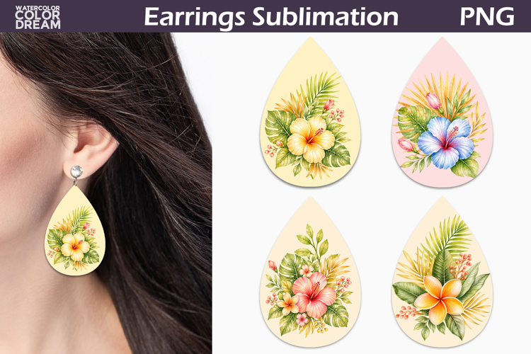 Tropical Floral Teardrop Earrings | Summer Flowers Earring