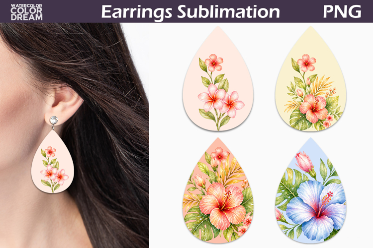 Tropical Floral Teardrop Earrings | Summer Flowers Earring