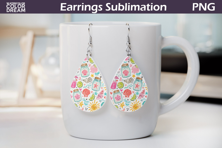 Summer Beach Teardrop Earrings | Tropical Print Earrings