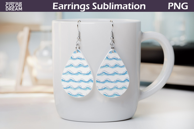 Sea Waves Teardrop Earrings | Summer Beach Earrings Design