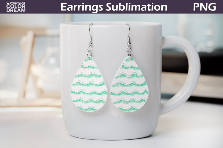 Ocean Waves Teardrop Earrings | Summer Beach Earrings example image 1
