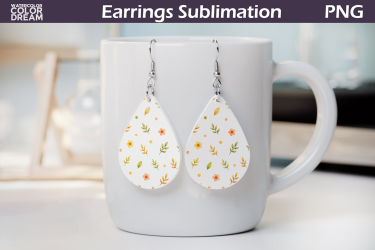 Autumn Floral Earrings | Fall Teardrop Sublimation
