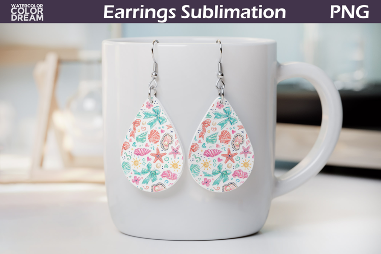Seashell Bow Teardrop Earrings | Beach Earrings Sublimation