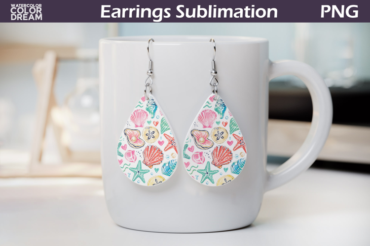 Seashell Teardrop Earrings | Beach Earrings Sublimation
