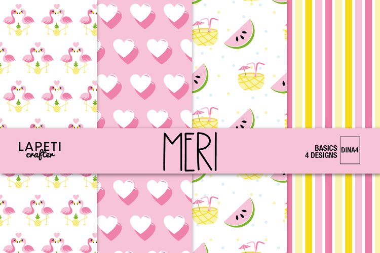 Tropical Flamingo Digital Paper for Party Printables