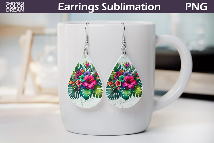 Tropical Flower Teardrop Earrings | Tropical Floral Earrings