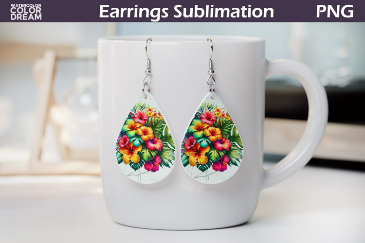 Tropical Flower Teardrop Earrings | Tropical Floral Earrings