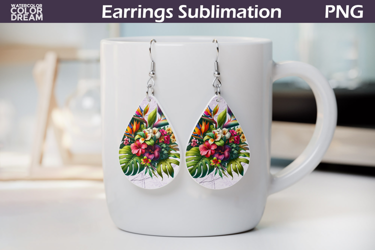 Tropical Flower Teardrop Earrings | Tropical Floral Earrings