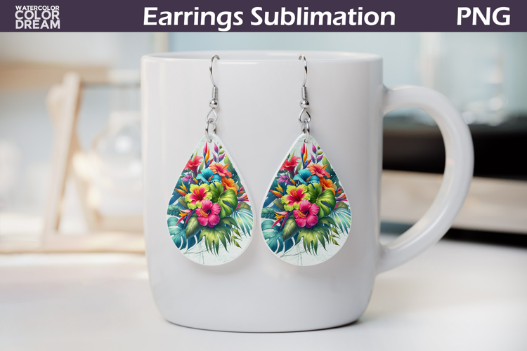 Tropical Flower Teardrop Earrings | Tropical Floral Earrings