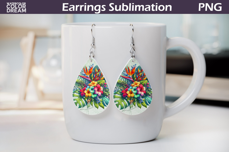 Tropical Flower Teardrop Earrings | Tropical Floral Earrings