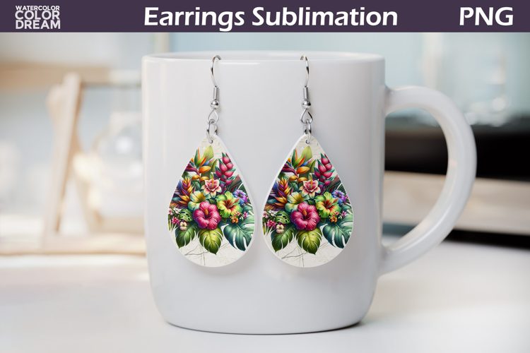 Tropical Flower Teardrop Earrings | Tropical Floral Earrings