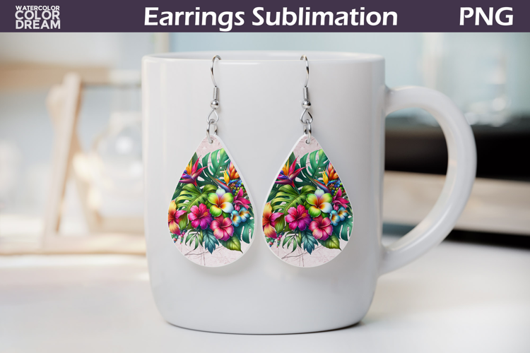 Tropical Flower Teardrop Earrings | Tropical Floral Earrings