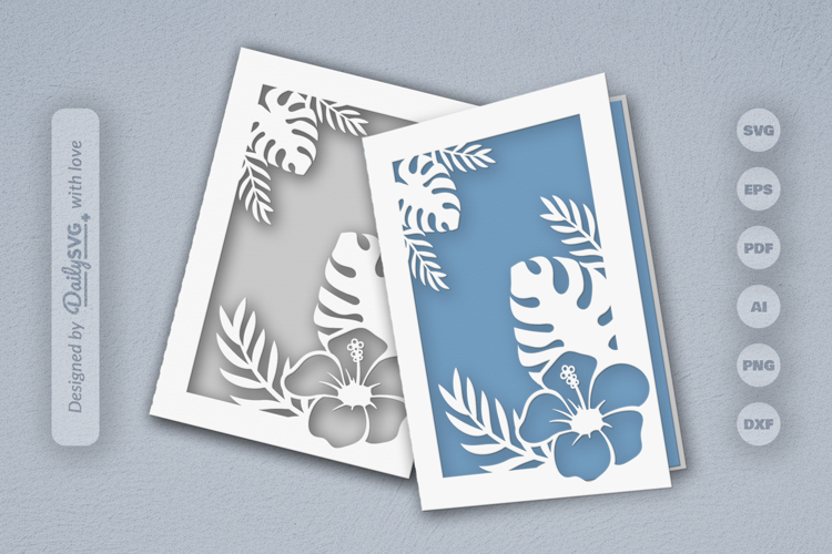 Tropical Floral Greeting Card SVG