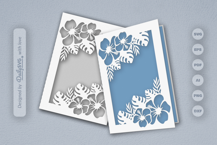 Tropical Floral Greeting Card SVG