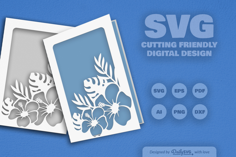 Tropical Floral Greeting Card SVG